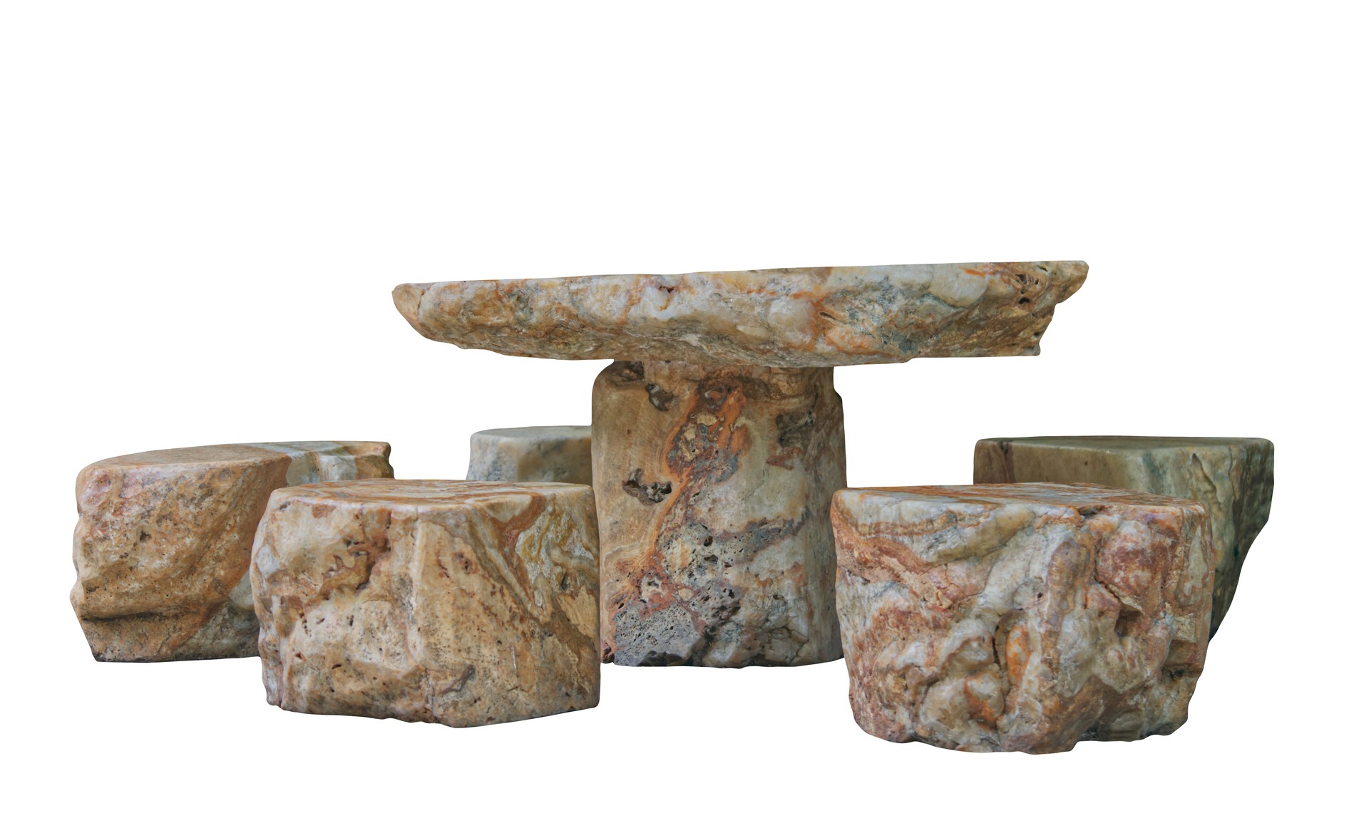Isolated image of natural marble stone table and chairs